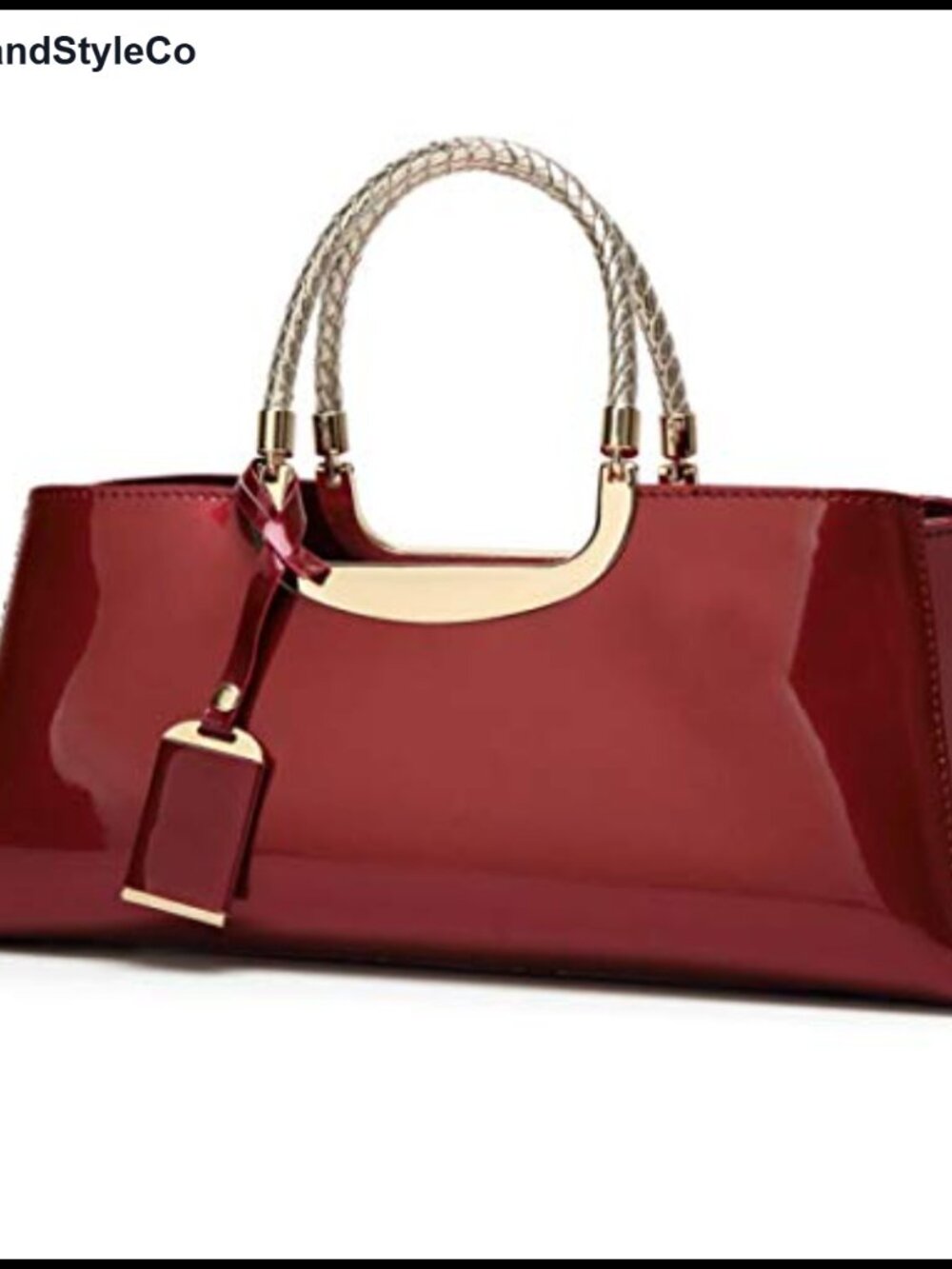 Patent Leather Structured Satchel Handbag Women Evening Party Crossbody Top